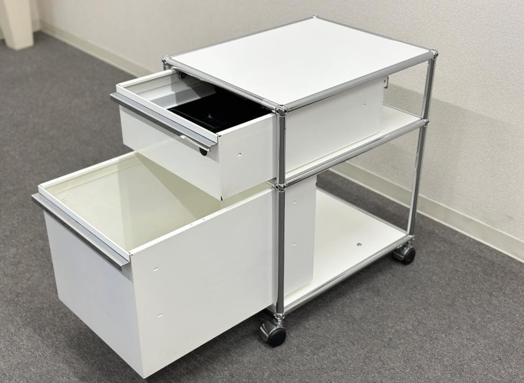 正規品■USMハラー■ロールボーイ　デスクワゴン　2段　鍵なし　ホワイト　白