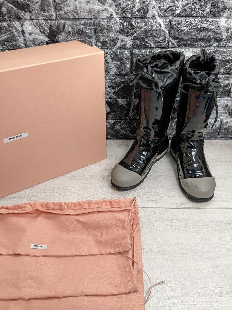 【箱付】MIUMIU　ミュウミュウ　レインブーツ　ブラック　黒