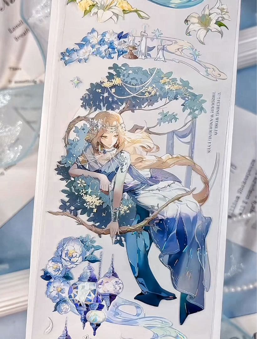 【9468】海外　マステ3/5/巻　貝殻光マスキングテープ　天使　女の子　人物系