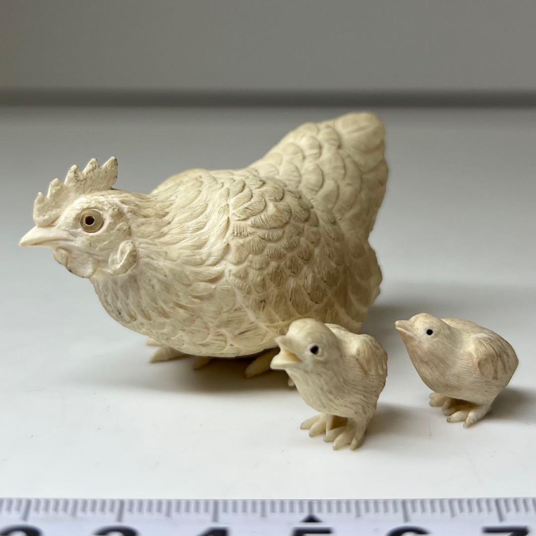 極上 和彫 鶏親子置物 55g 東キ8-0206☆2F トヒサ
