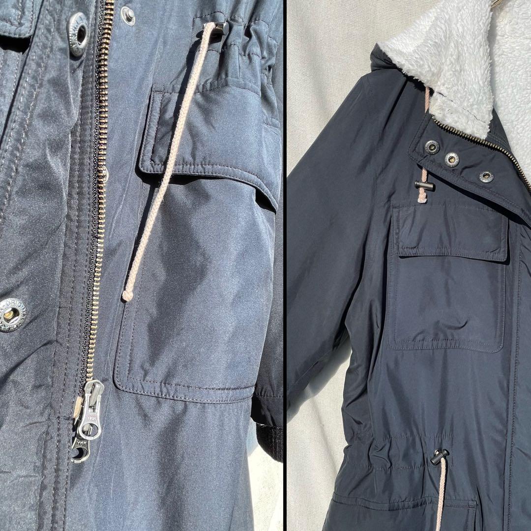 ボア モッズコート フード ウール コットン フーデッドコート ホワイト 黒