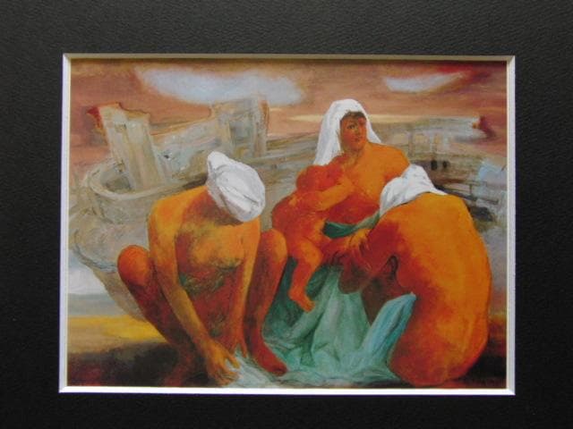 山田貞実、磯笛、希少な額装用画集より、新品高級額装付、状態良好