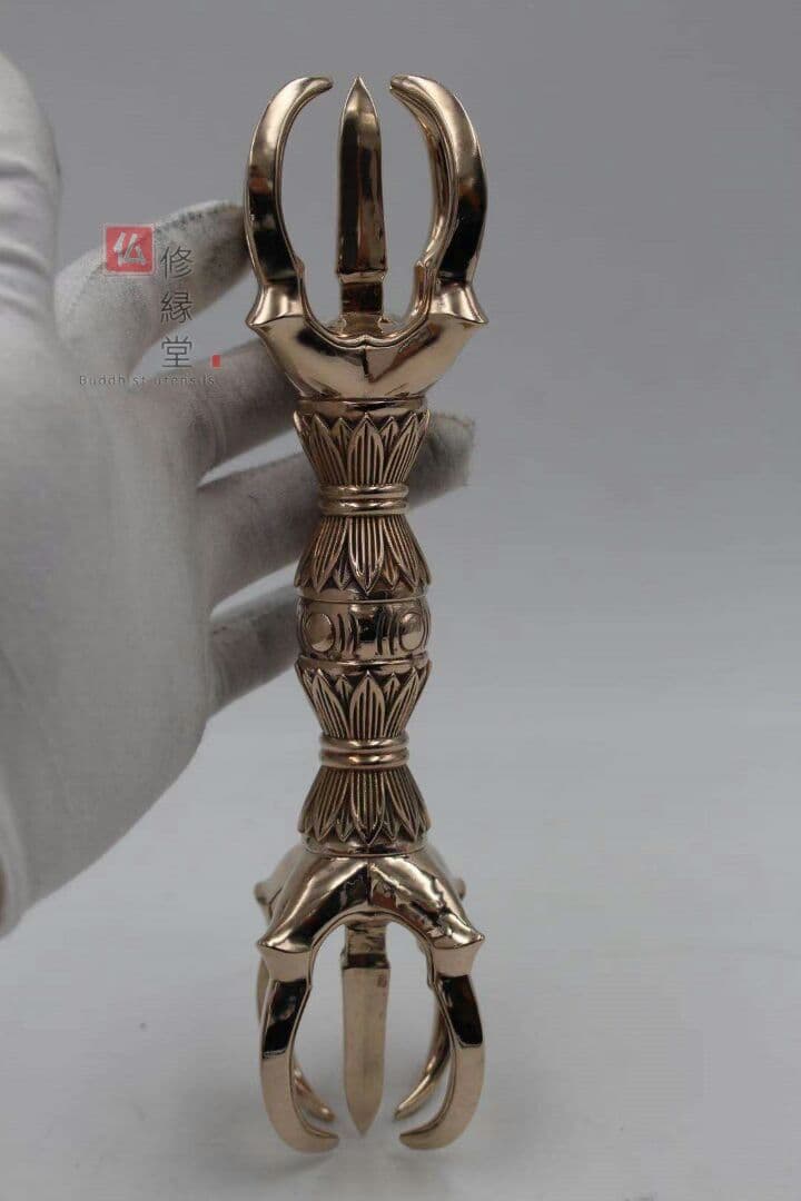 【修縁堂】仏教法具 真言宗 五鈷杵 金剛杵 増運 真鍮製 vajra 22cm