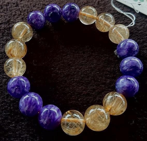 macca　破格処分　ルチルクォーツ＋チャロアイト　サイズ　14.5cm