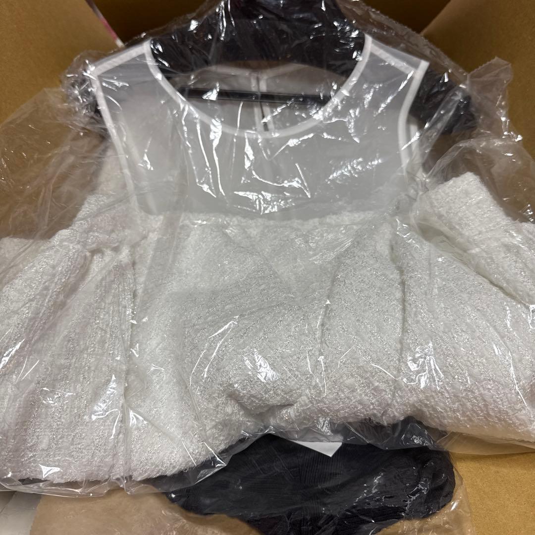 ワンピース sheller x tweed ruffle mini dress