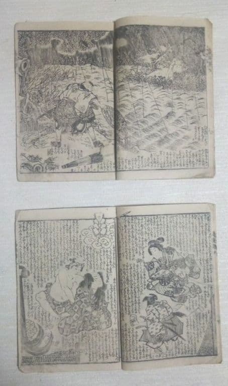 合巻版画本七ふしぎ葛飾譚九編上下二冊売りになりす。種彦著、二代国貞画