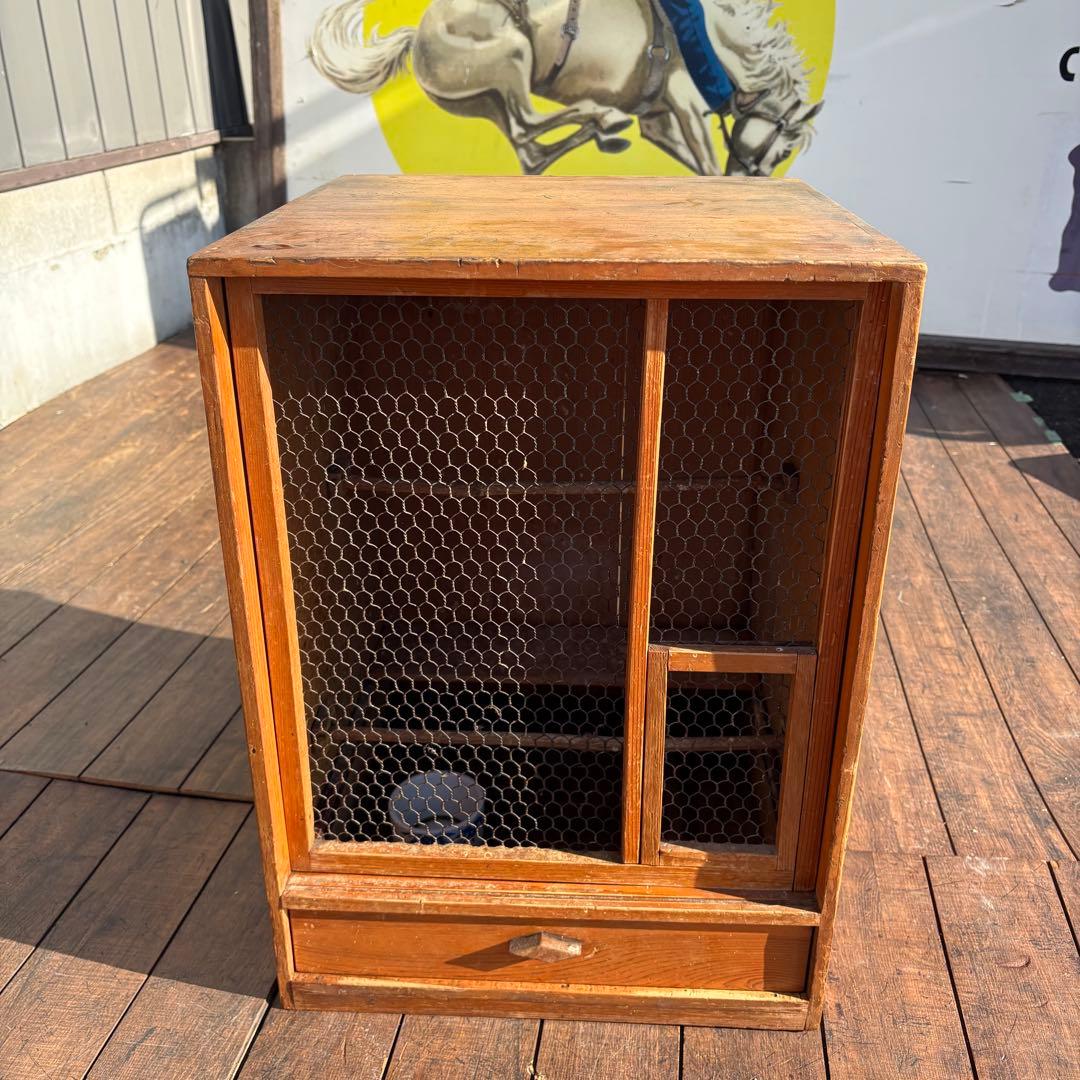 昭和レトロ 木製 飼育箱 小動物 小鳥 鳥かご 巣箱 引き出し古道具 めじろ箱