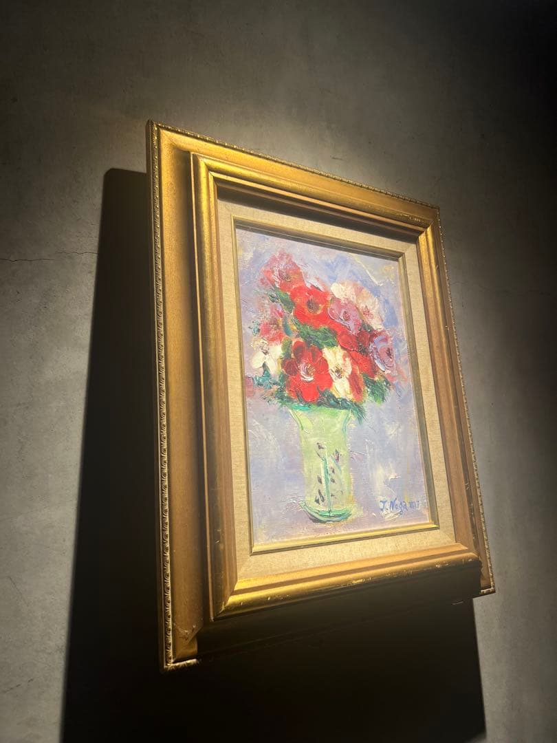 肉筆油彩画【印象派静物画】作者不詳　直筆サインあり