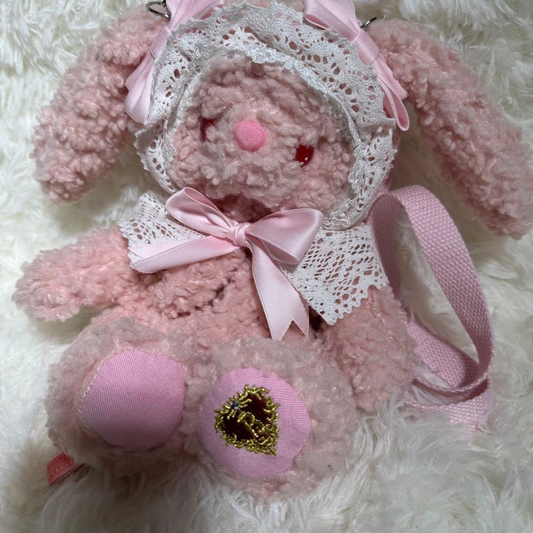 BABY うさくみゃ ぬいぐるみバッグ ピンク レース リボン レディース