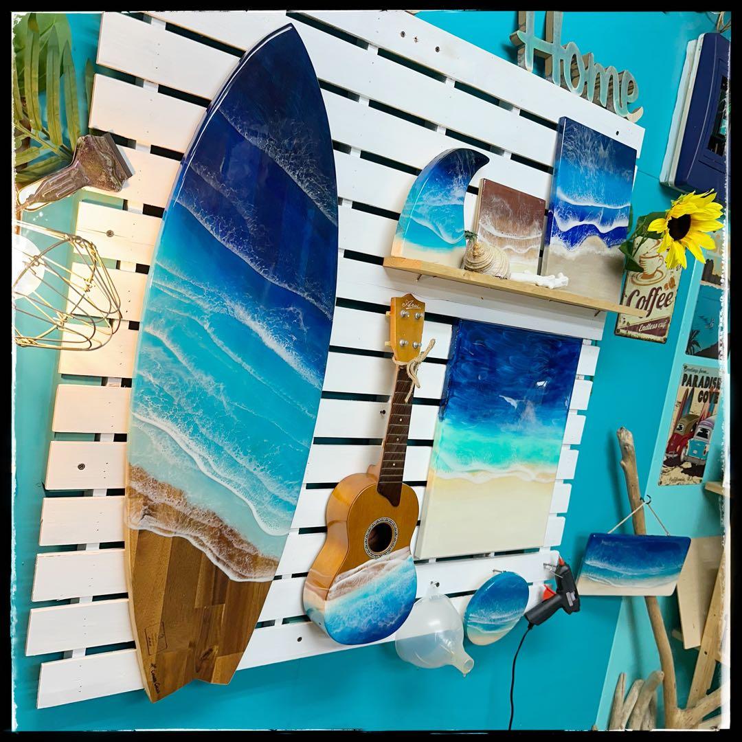 サーフボードパネル No.185 レジンアート　海アート　オーシャンパネル