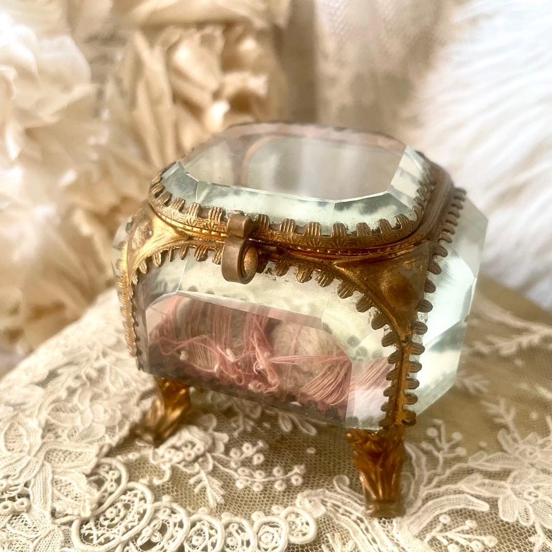 ベベルガラスジュエリーボックスS アクセサリーケース　フランスアンティーク