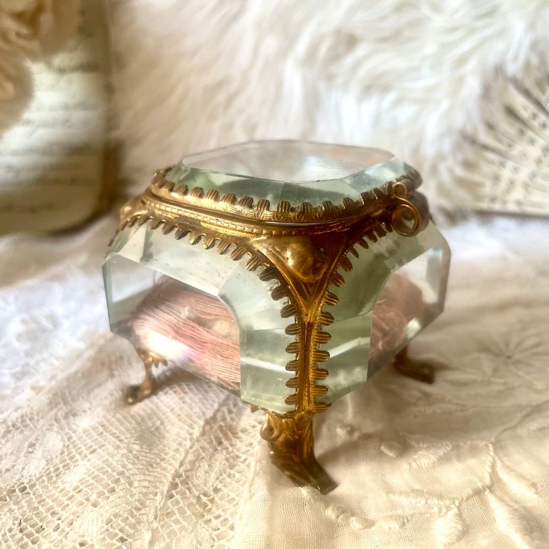 ベベルガラスジュエリーボックスS アクセサリーケース　フランスアンティーク