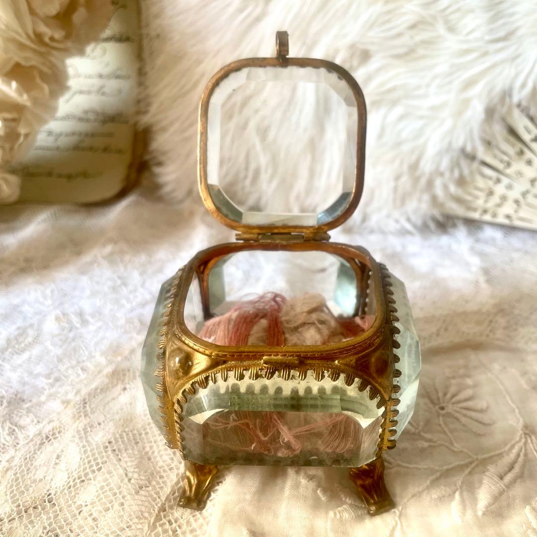 ベベルガラスジュエリーボックスS アクセサリーケース　フランスアンティーク