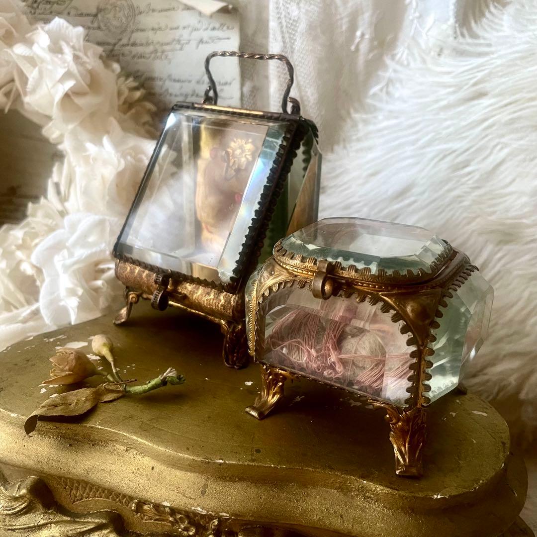 ベベルガラスジュエリーボックスS アクセサリーケース　フランスアンティーク