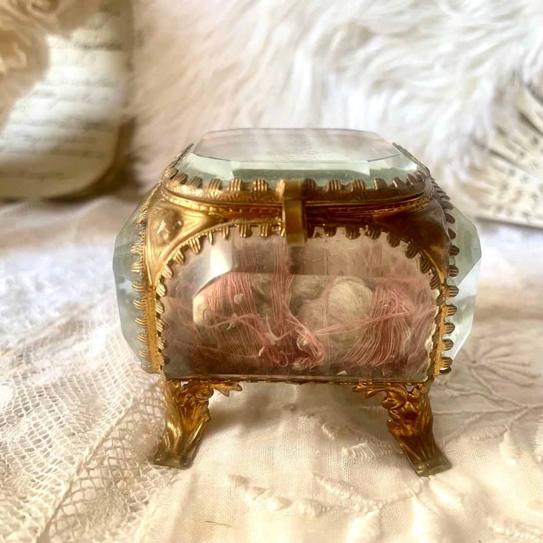 ベベルガラスジュエリーボックスS アクセサリーケース　フランスアンティーク