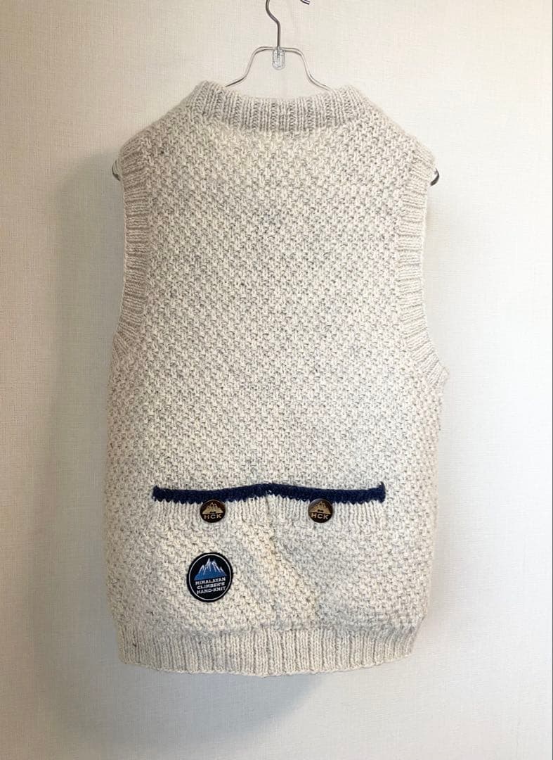 美品　手編みヒマラヤン クライマーズハンドニット ケーブル編み ニットベスト　M