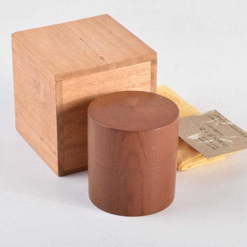 茶道具　飛騨一位細工　茶筒　時代箱　V　8860