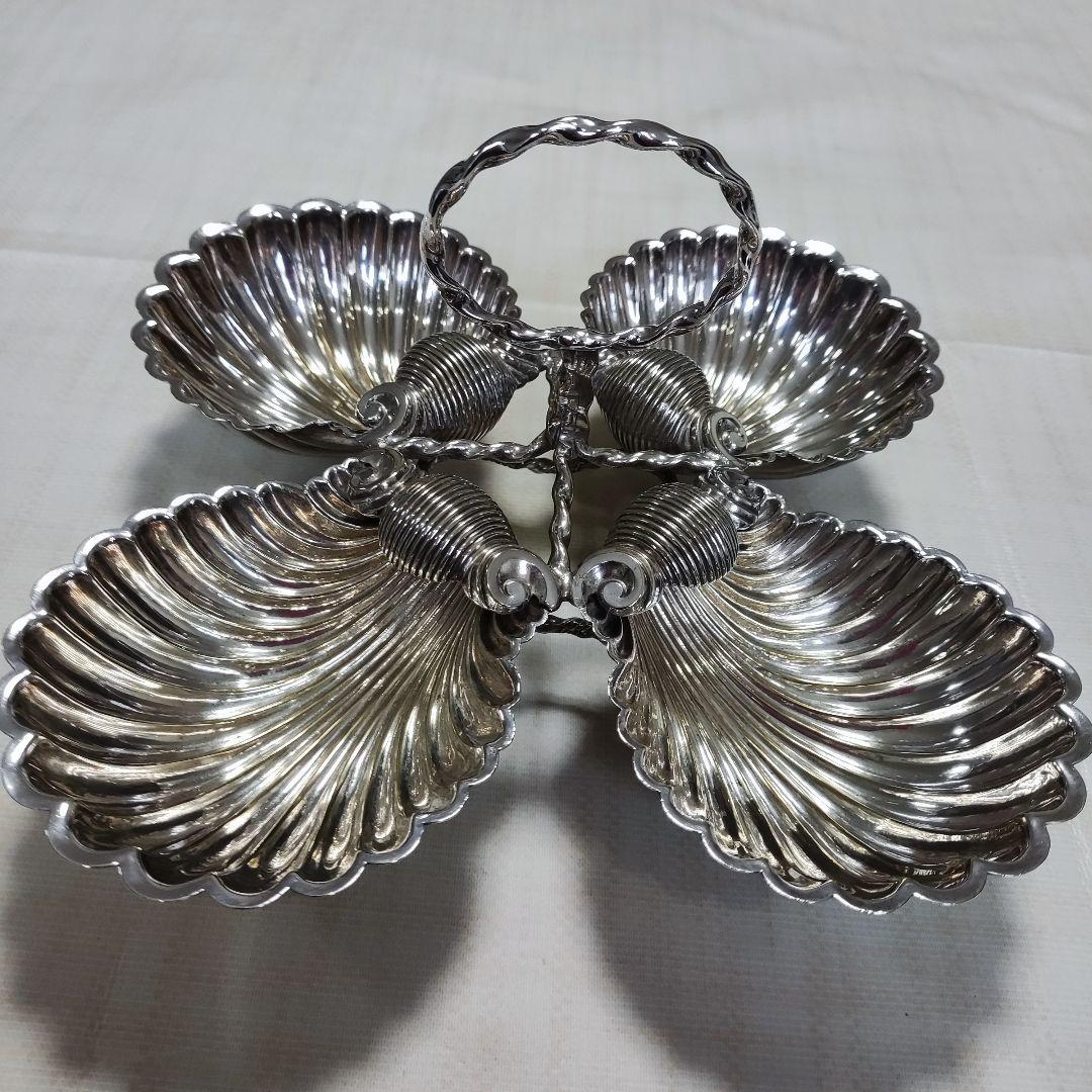 シェル型トレイ　パーティー　オードブルデッシュ　シルバープレート？？アンティーク