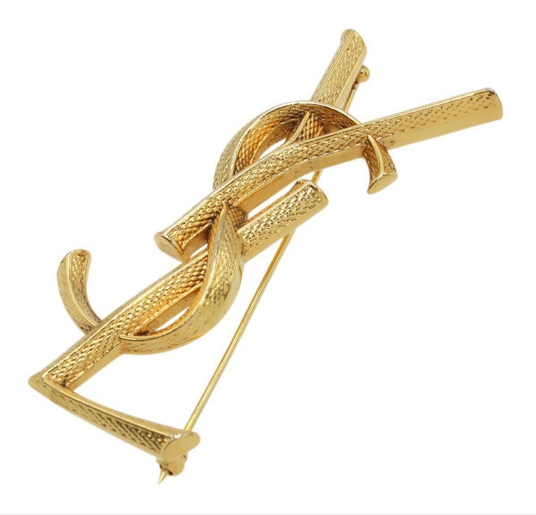 R2532 超美品 サンローラン YSL ロゴ ブローチ