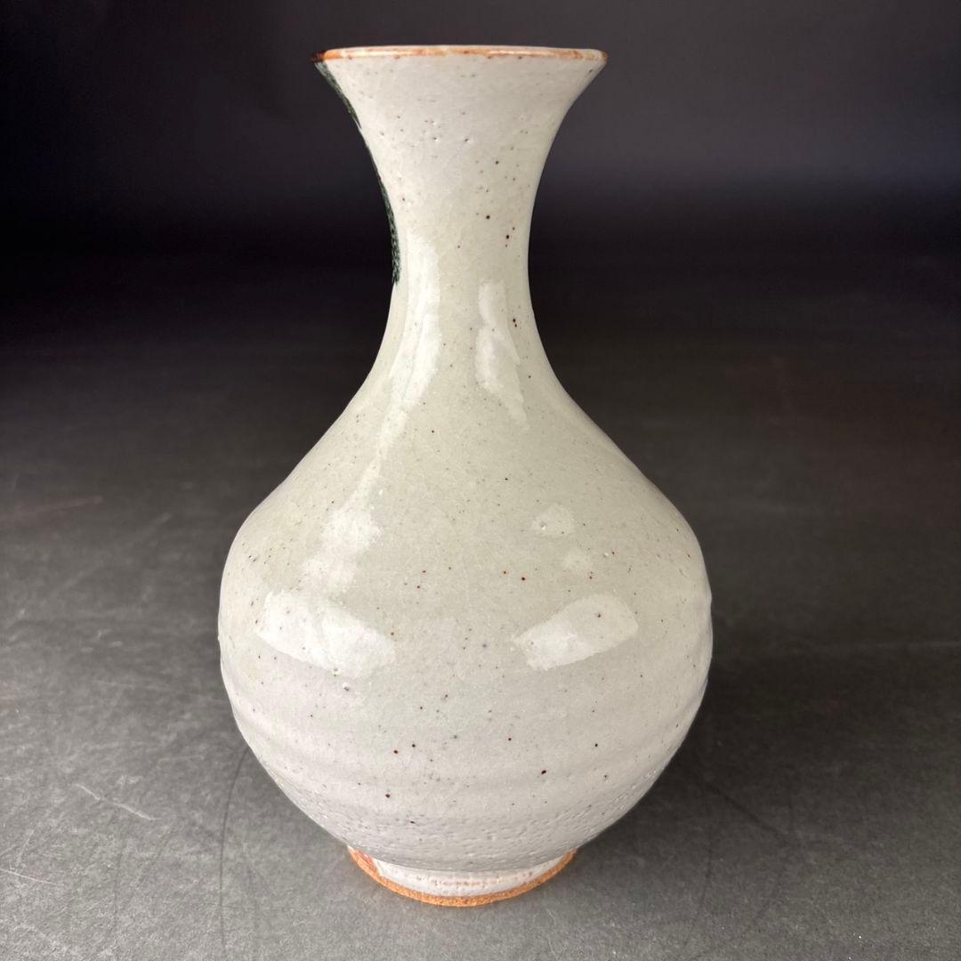 人間国宝　松井康成　墨流　花入　共箱