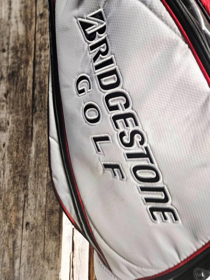送料無料/美品BRIDGESTONE ゴルフバッグ ホワイト/レッド