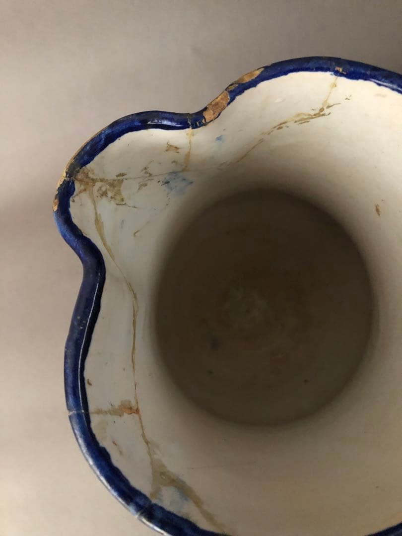 スペイン骨董　古陶 陶器　マニセス焼の水差し、ピッチャー　アンティーク
