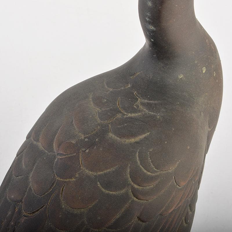 金工　秀山作　鋳銅　家鴨　アヒル　置物　一對　重さ合計約3.2㎏　G　R7513