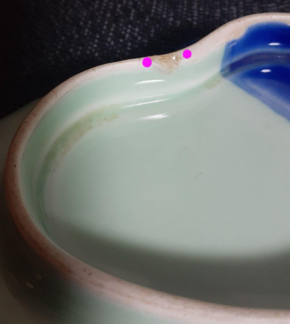 【名品❗️】江戸時代　柿右衛門様式　青磁瑠璃釉　蓮葉形　極細密　鳳凰図　変型皿