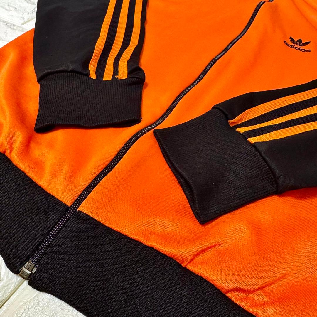 ◆西ドイツ時代／美品◆ 80s アディダス デサント製ジャージ 黒×橙