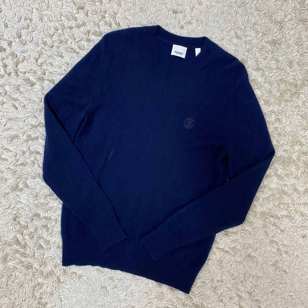 バーバリー カシミヤ ロゴ刺繍 クルーネックニット セーター 8018645 S
