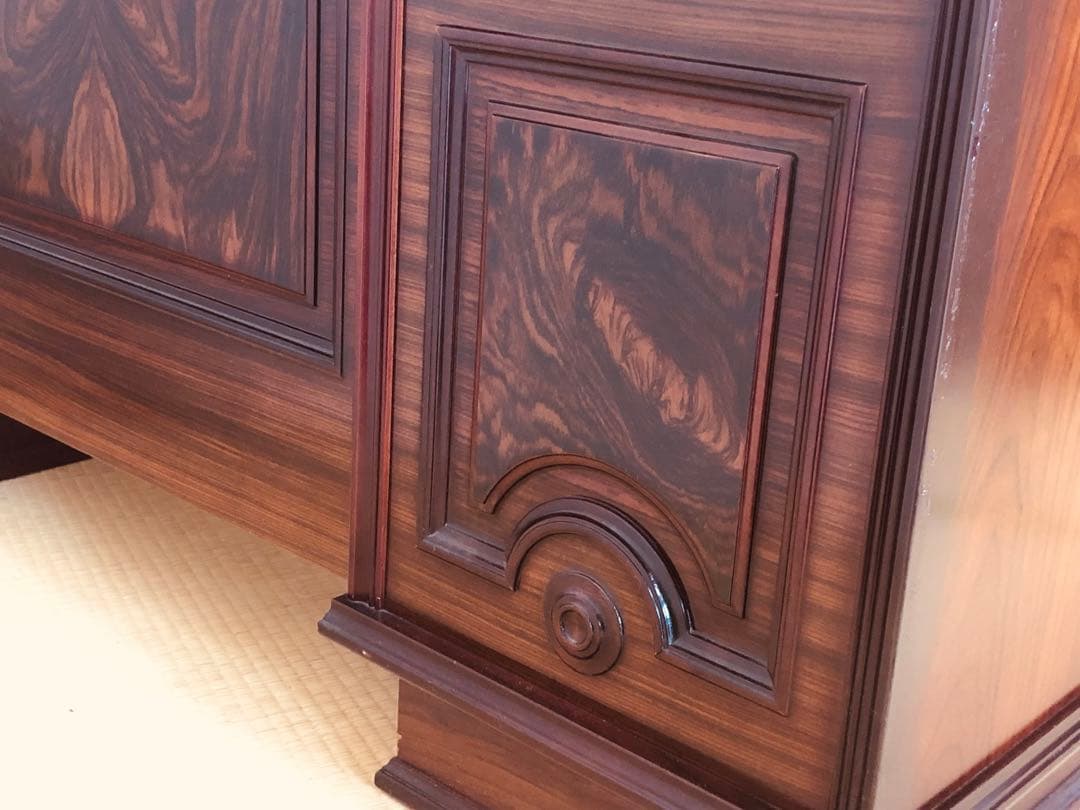 特大サイズ アンティーク書斎机 本体のみの組み立て 強化ガラス付き！