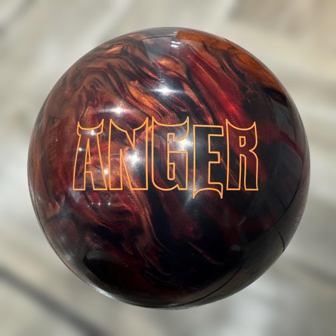 ANGER ボウリングボール 15ポンド ブラック/レッド/キャラメル