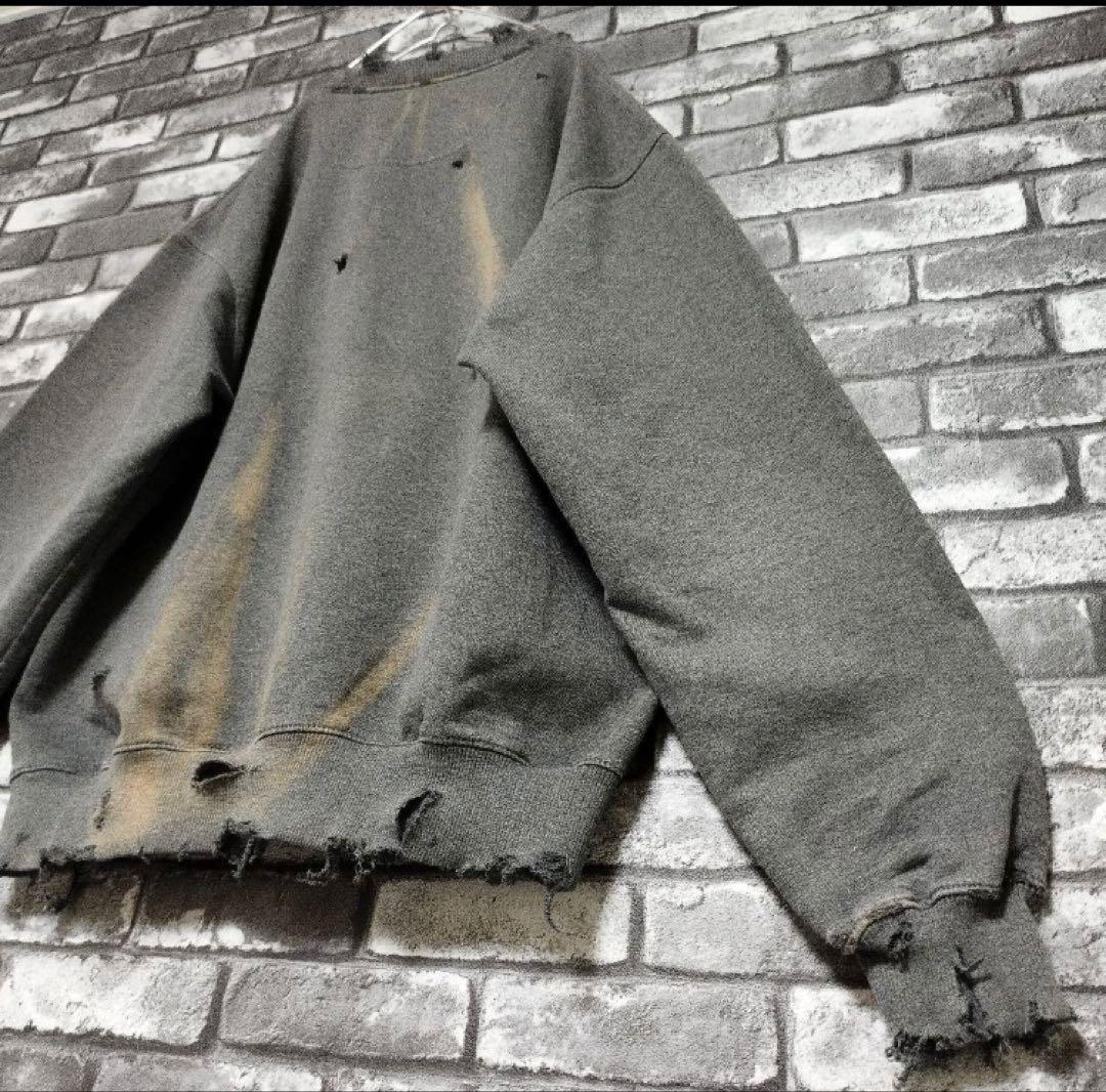 鬼フェード チャンピオン クラッシュ ボロスウェット グランジ ダメージ 袖太