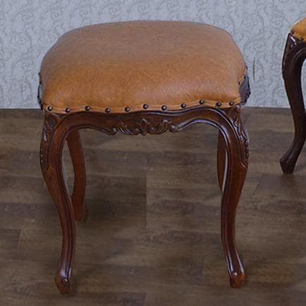 お値下げ！　最後の一脚　マホガニー　ロココ調　猫脚スツール　PVCブラウン　新品