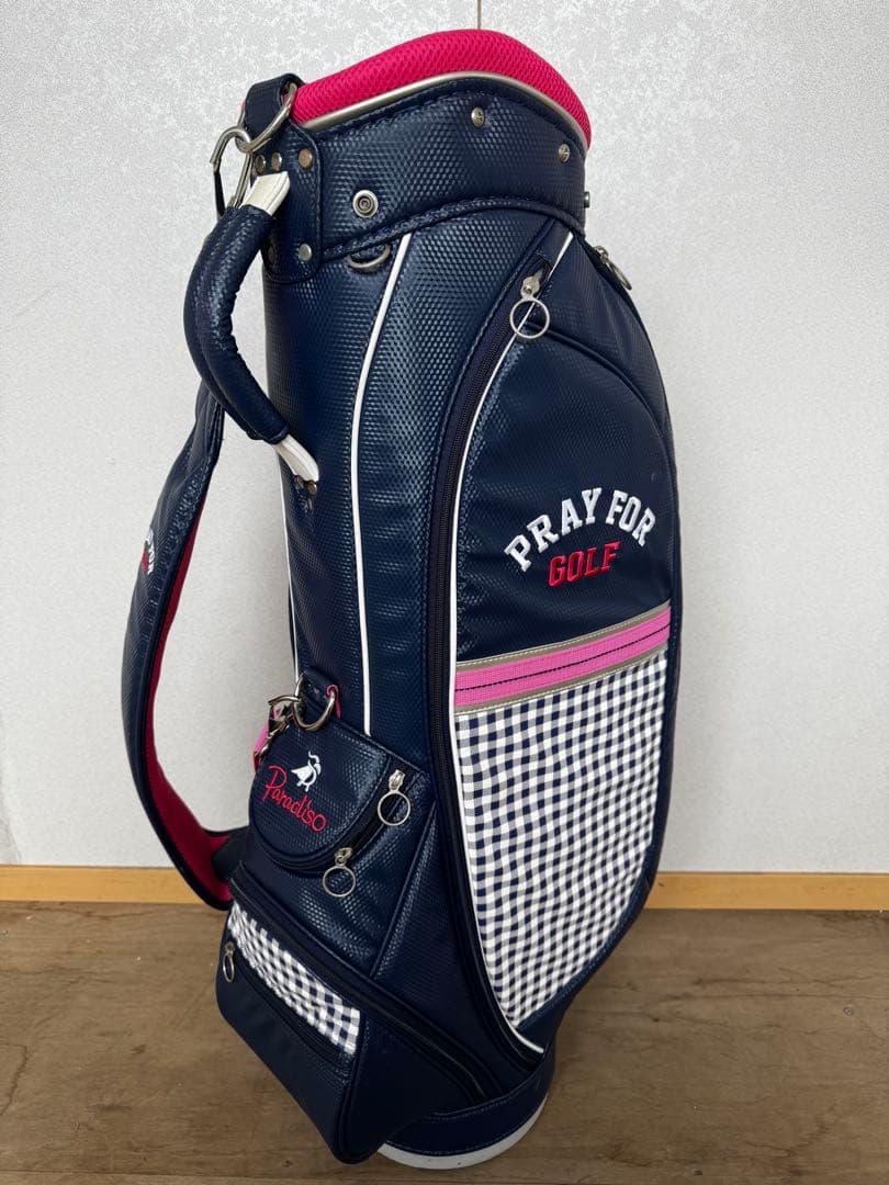 ゴルフキャディバッグ ネイビー/ピンク