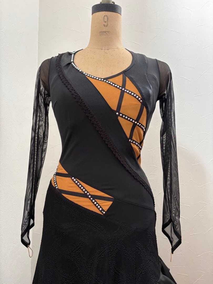 社交ダンス用ドレス 黒と茶色