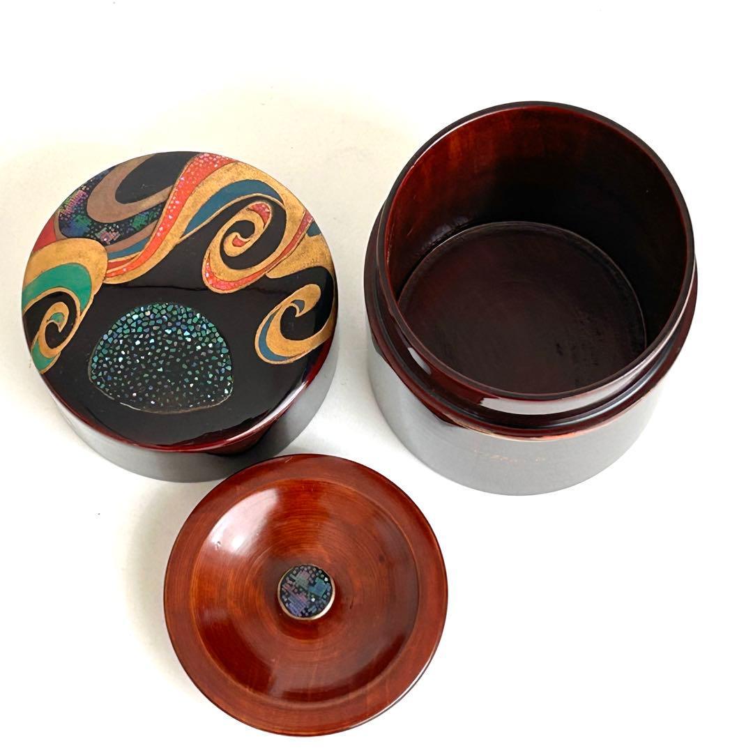 【美品.希少】漆器　茶筒　茶器　茶道具　木製　漆塗り　蒔絵　螺鈿 伝統工芸