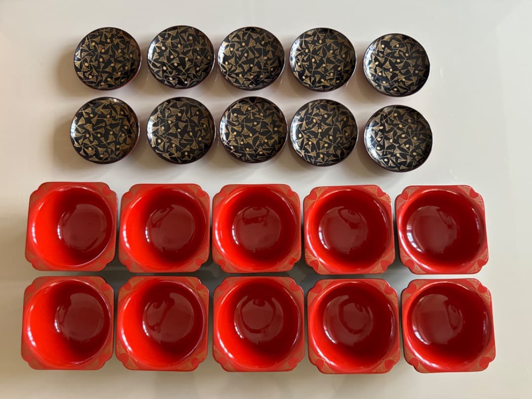 十客セット⭐️美品☆銀杏紋様蒔絵椀 祝膳用の金蒔絵の漆器 10客組 骨董 美術品