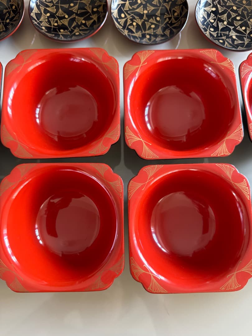 十客セット⭐️美品☆銀杏紋様蒔絵椀 祝膳用の金蒔絵の漆器 10客組 骨董 美術品