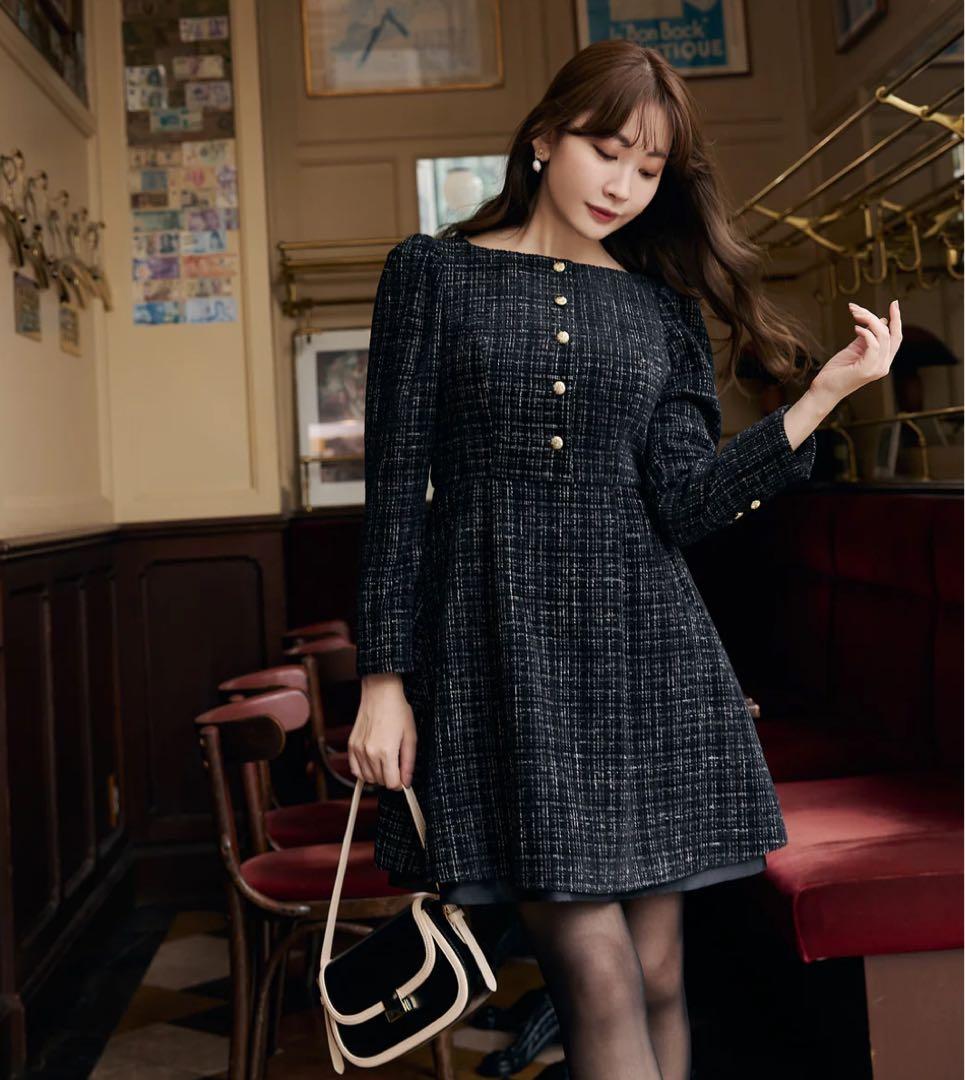 ワンピース herlipto Mondrian Tweed Mini Dress