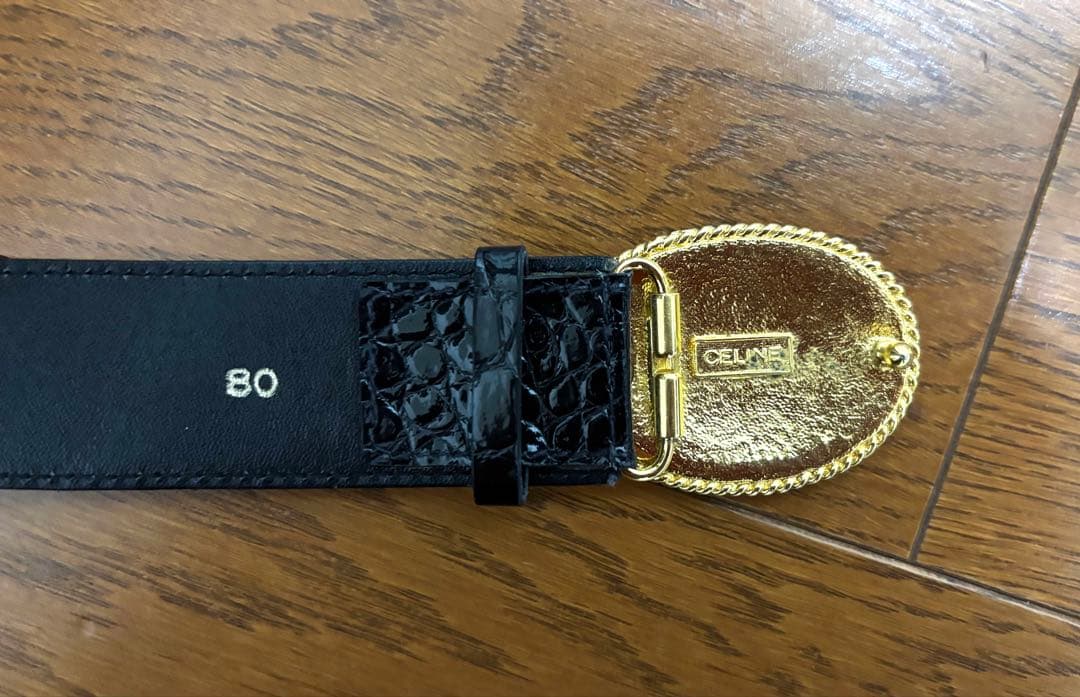 美品 CELINE セリーヌ ブラックレザー ベルト