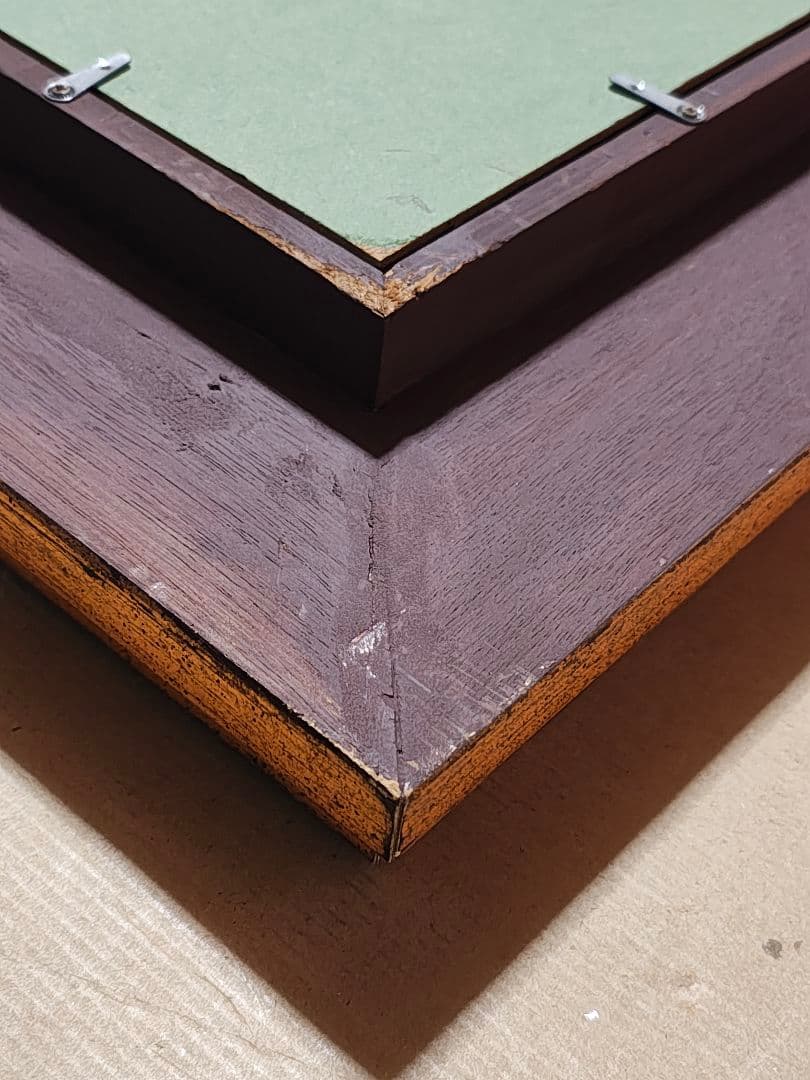 【F12号】大型 油絵 風景画 額縁入り バス停 山道 アンティーク 肉筆