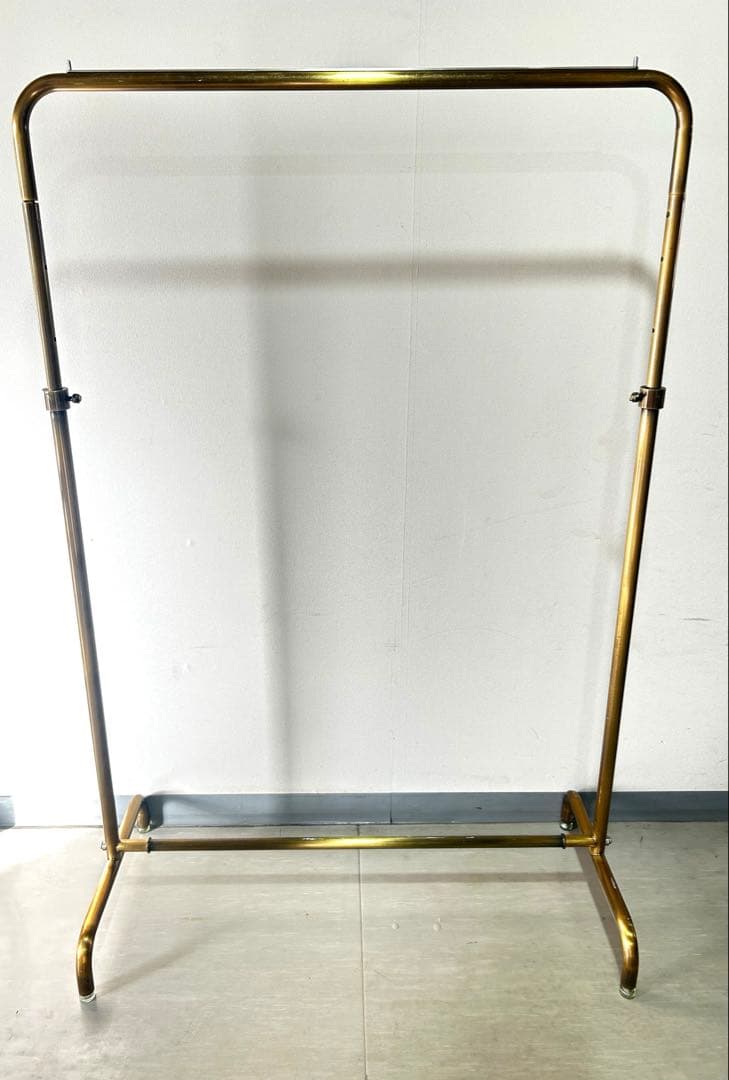 【美品】 ハンガーラック 90cm 丸パイプ アンティークゴールド 真鍮
