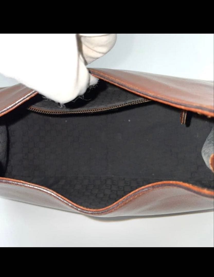 【美品✨】GUCCI ハンドバッグ　ウッドハンドル　チャーム　レザー　ブラウン