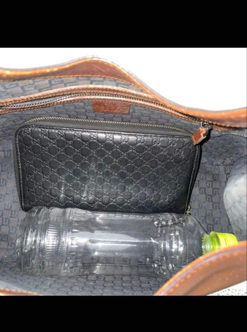 【美品✨】GUCCI ハンドバッグ　ウッドハンドル　チャーム　レザー　ブラウン