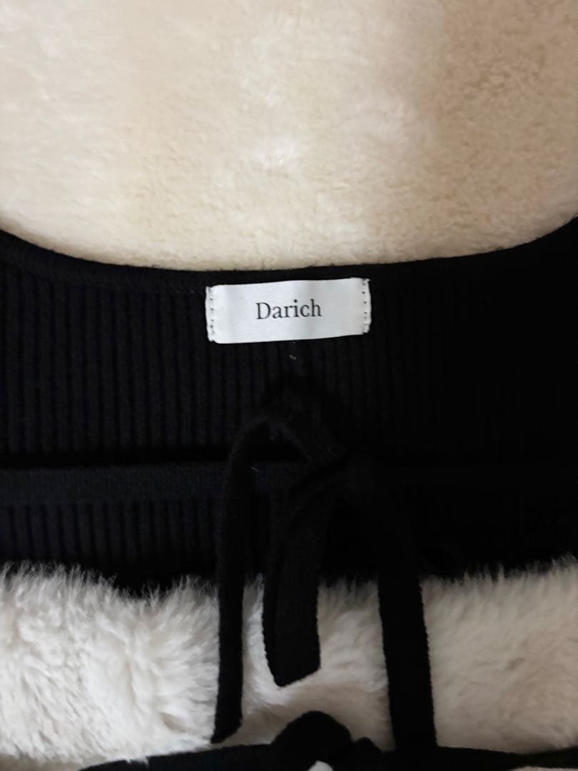 Darich ダーリッチ リボンファーフレアニットミニワンピース Freeサイズ