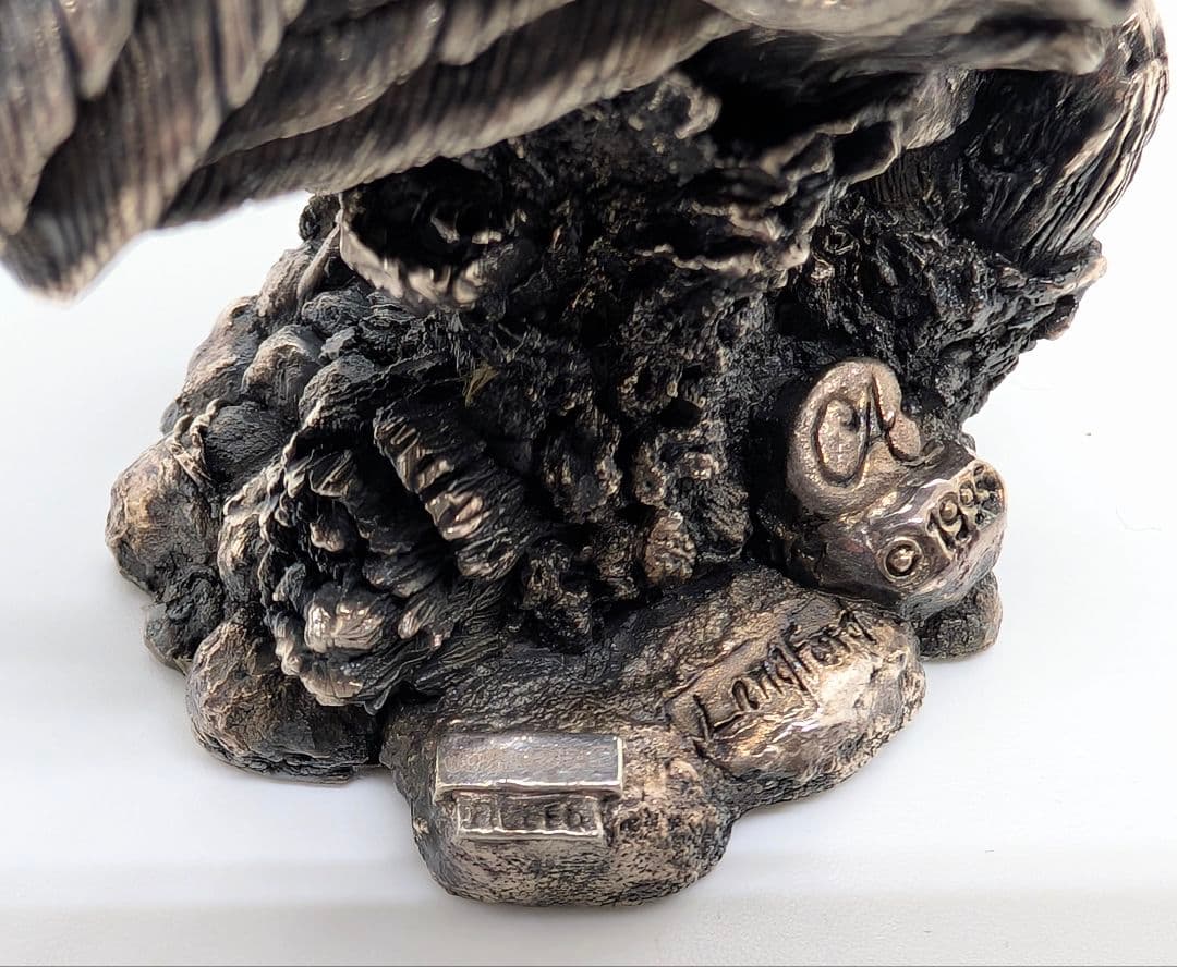 【希少・重量230g】英国 カントリーアーティスト 純銀張り オブジェ フクロウ