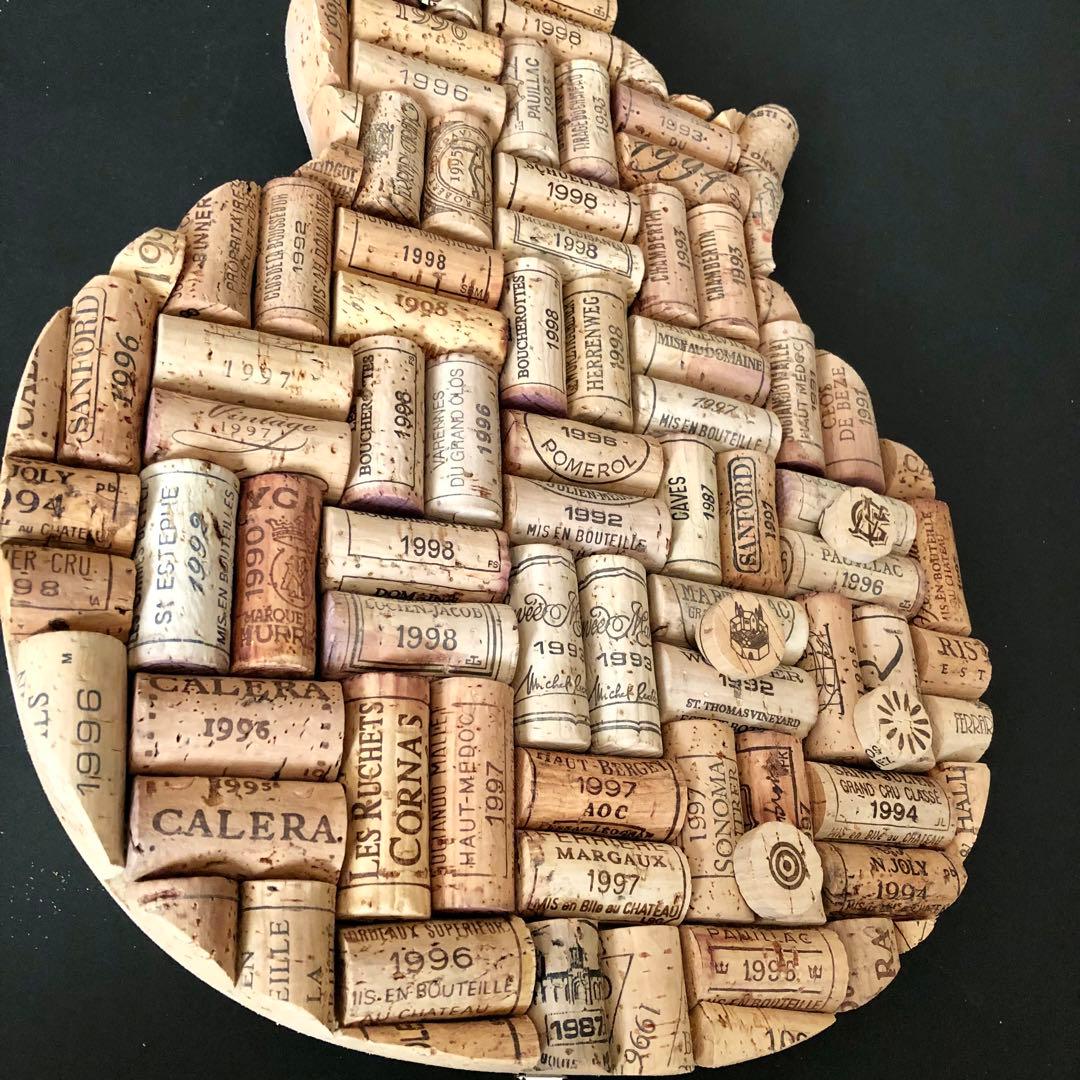 ヴィンテージワインコルク　 コルクアート エレキギター　ハンドメイド　インテリア