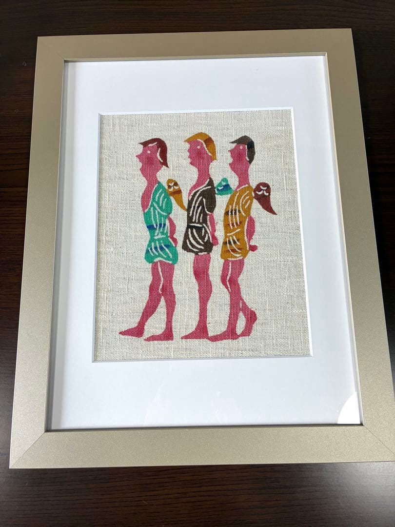 柚木沙弥郎　型染絵　新品　民藝　テキスタイル　IDEE 額装