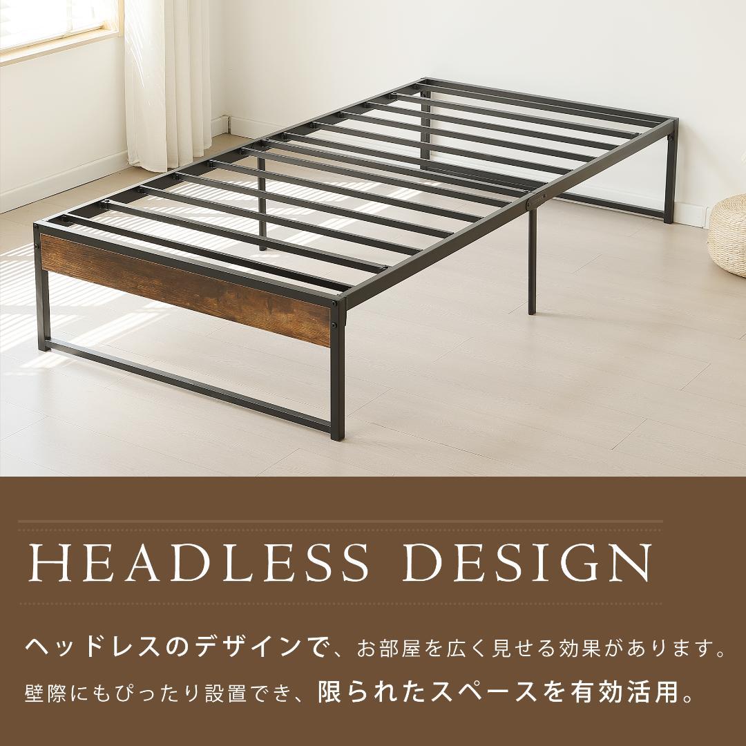 年始赤字！D・ダブルベッドフレーム パイプベッド パイプ+木　BLACK